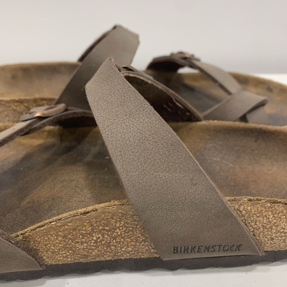 Birkenstock Mayari Brown Leather Loop Slip On Sandals Shoes Womens Sz 9-9.5/EU40 - Picture 6 of 11